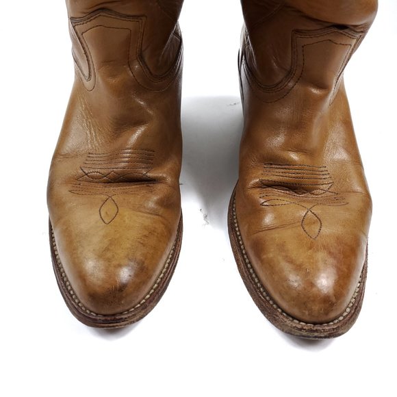 Frye Pull On Brown Leather Western Cowboy BOots - Picture 3 of 8